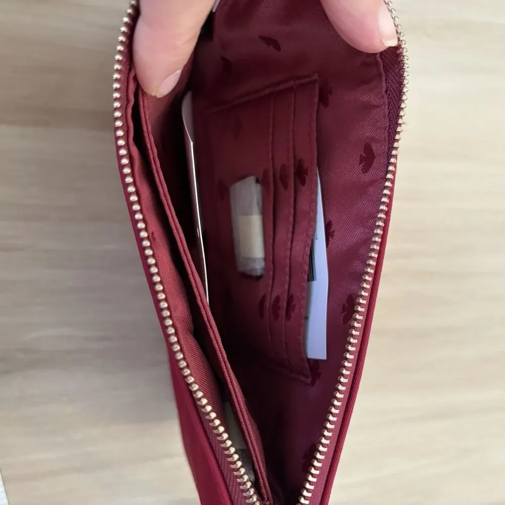 Kate Spade Chelsea The little Better Nylon Medium Wristlet Pouch Cranberry Red